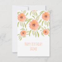 Fleurs aquarelles en pêche pour l'anniversaire de