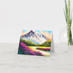 Carte Fleurs aquarelles et montagne personnalisables