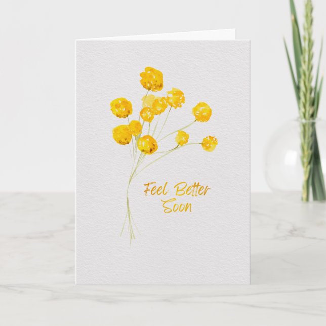Carte Fleurs Aquarelles Jaune Clair Meilleurs Vœux de Bo (Devant)