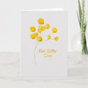 Carte Fleurs Aquarelles Jaune Ensoleillé Prompt rétablis