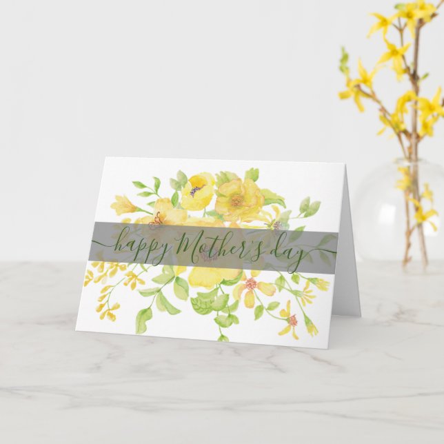 Carte Fleurs aquarelles jaunes personnalisées pour la fê (Fleur jaune)