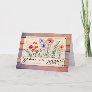 Carte Fleurs aquarelles rustiques de rétablissement reli