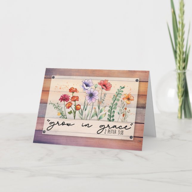 Carte Fleurs aquarelles rustiques de rétablissement reli (Devant)