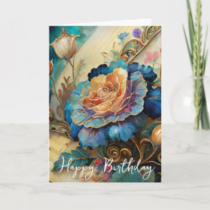 Carte Fleurs baroques anniversaire