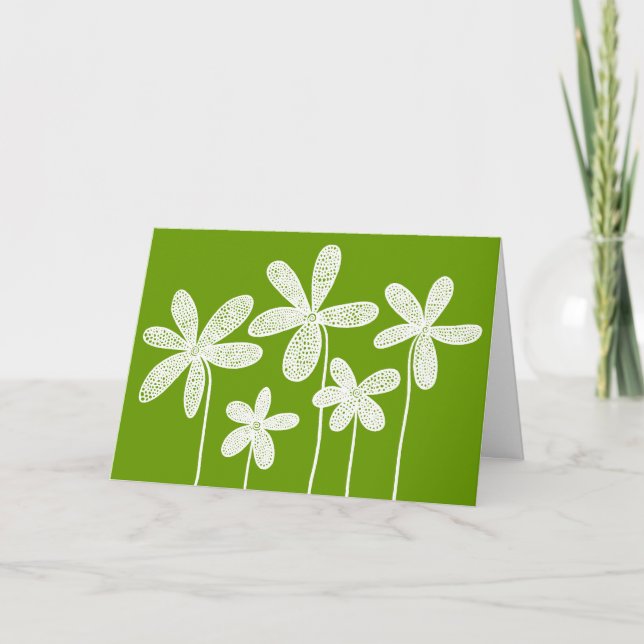 Carte Fleurs - Blanc sur Vert 669900 (Devant)