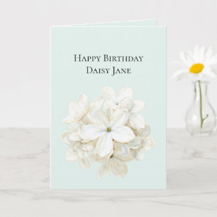 Carte Fleurs Blanches à la Menthe Anniversaire
