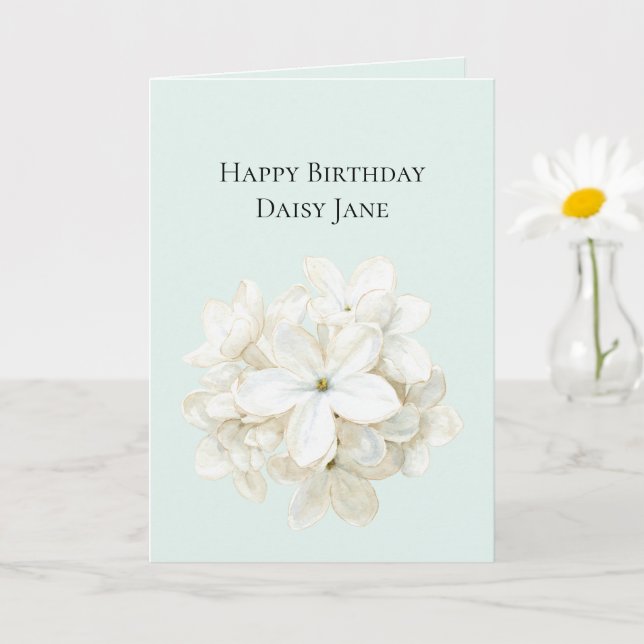 Carte Fleurs Blanches à la Menthe Anniversaire (Petite plante)