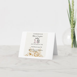 Carte Fleurs blanches dorées modernes 18e anniversaire