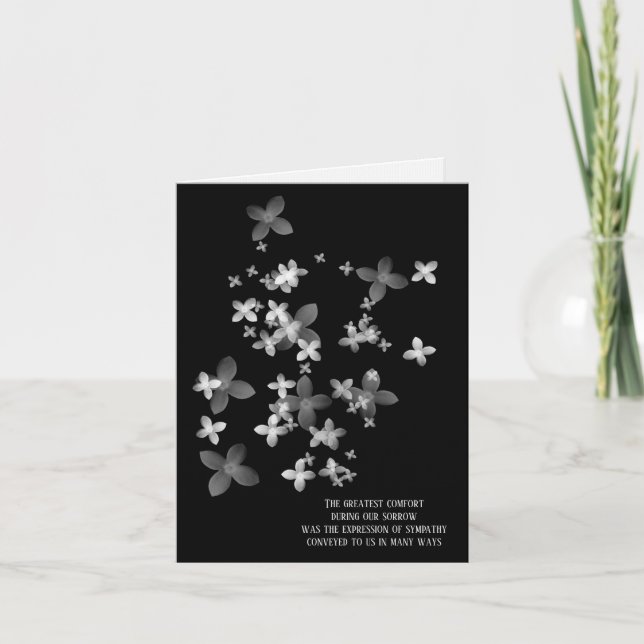 Carte fleurs blanches opaques sympathie merci (Devant)