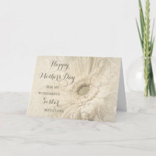 Carte Fleurs blanches Soeur Bonne fête des mères