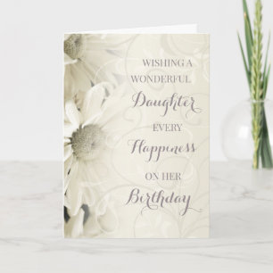 Carte Fleurs blanches vintages fille anniversaire