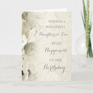 Carte Fleurs blanches vintages Fille en droit Anniversai
