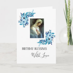 Carte Fleurs Bleues   Anniversaire   Vierge Marie