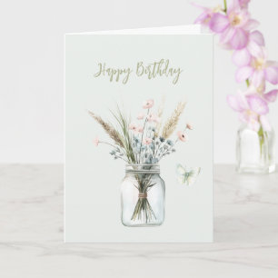 Carte Fleurs Bleues de Menthe Rougeoyantes dans un Pot P