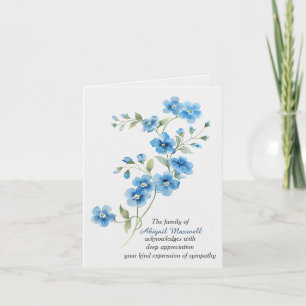 Carte Fleurs bleues de remerciement avec sympathie