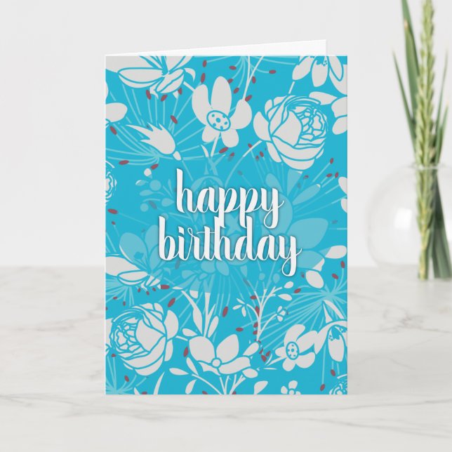 Carte Fleurs bleues et blanches pour l'anniversaire (Devant)