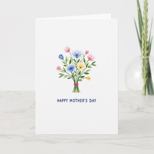 Carte Fleurs Bleues et Roses (Devant)