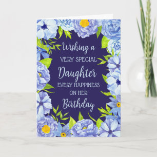 Carte Fleurs Bleues Fille Anniversaire