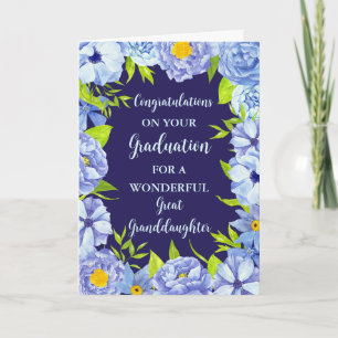 Carte Fleurs Bleues Grande Petite-Fille Graduation
