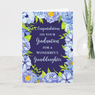 Carte Fleurs bleues Grandgirl Félicitations