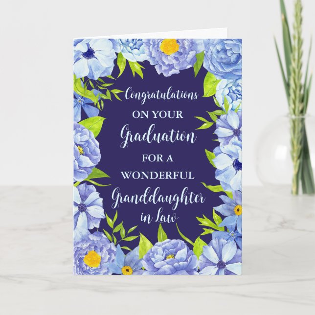 Carte Fleurs bleues Grandgirl in Law Graduation Card (Devant)