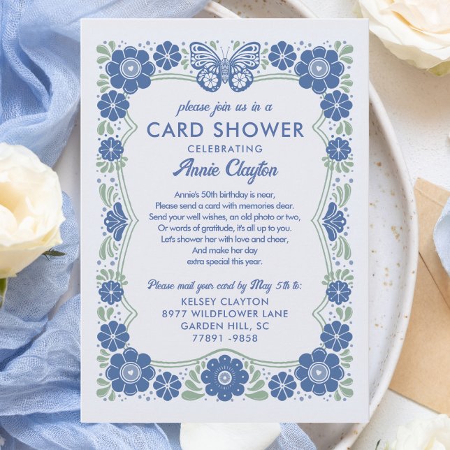 Carte Fleurs Bleues Shower par la Poste 50e Annive (Créateur téléchargé)