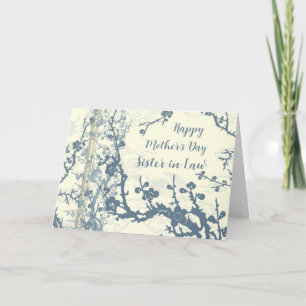 Carte Fleurs bleues Soeur en droit Bonne fête des mères