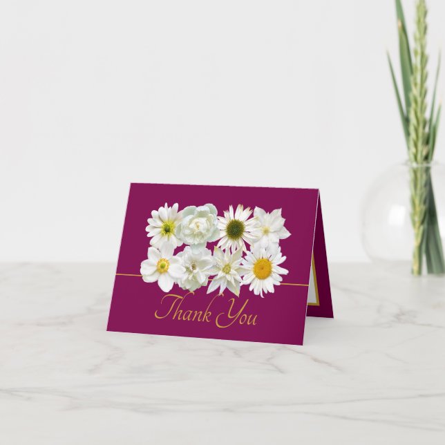 Carte Fleurs Botaniques Blanches Modernes Remerciement É (Devant)
