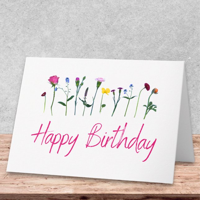 Carte Fleurs Botaniques Uniques Anniversaire Moderne (Créateur téléchargé)