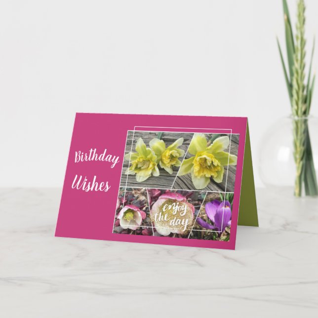 CARTE FLEURS COLLAGE ANNIVERSAIRE (Devant)