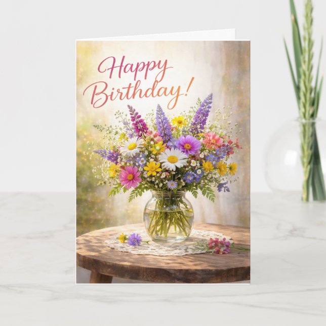 Carte Fleurs Colorées Anniversaire de Fleurs Sauvages (Devant)