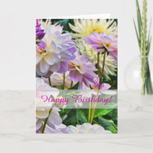 Carte Fleurs colorées de Dahlia joyeux anniversaire