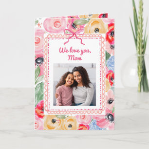 Carte Fleurs Colorées et Photo Nous t'aimons Maman
