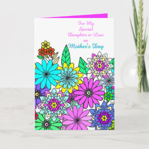 Carte Fleurs Colorées Fête des Mères Belle-Fille  