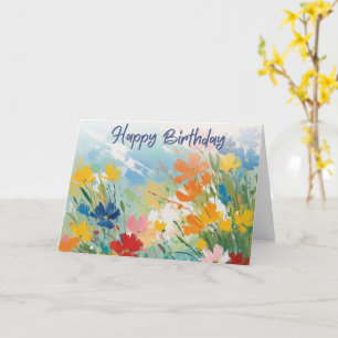 Carte Fleurs Colorées Jolies Fleurales Joyeux Anniversai