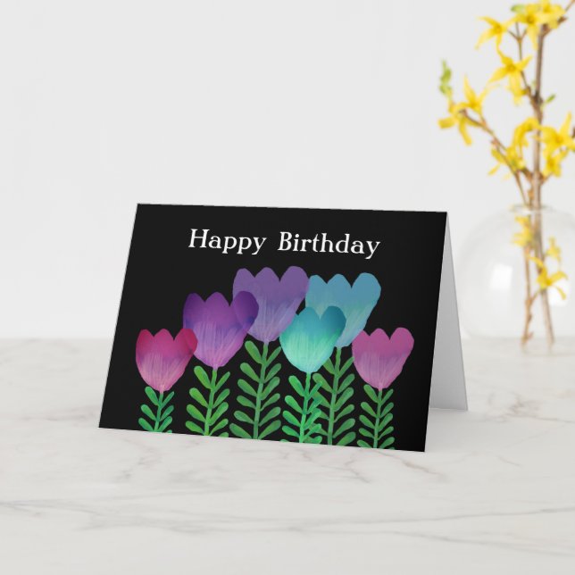 Carte Fleurs colorées mignonnes Joyeux anniversaire (Fleur jaune)