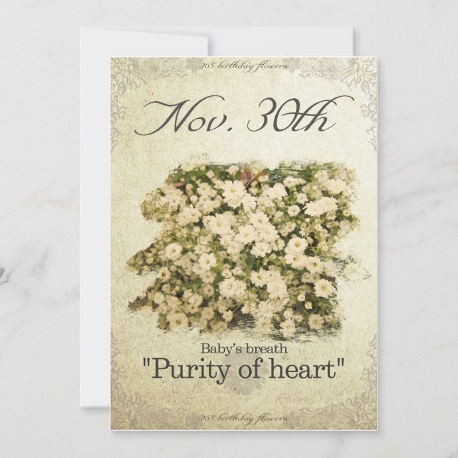 Carte Fleurs d’anniversaire le 30 novembre "Le souffle d (Devant)