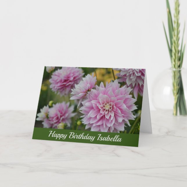 Carte Fleurs Dahlia roses au Jardin RHS Joyeux anniversa (Devant)
