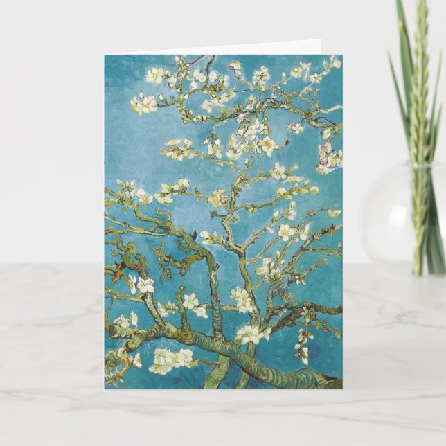 Carte Fleurs d'amandier de Van Gogh - Art Bleu Classique (Devant)