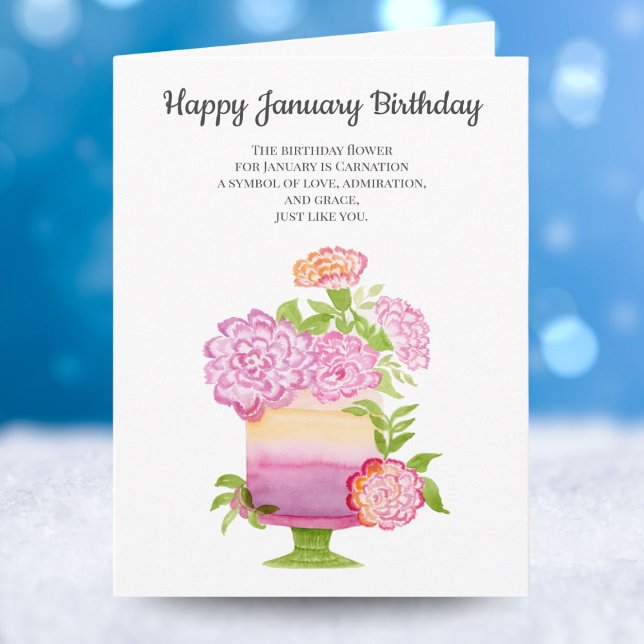 Carte Fleurs d'anniversaire de la Carnation de janvier s (Créateur téléchargé)