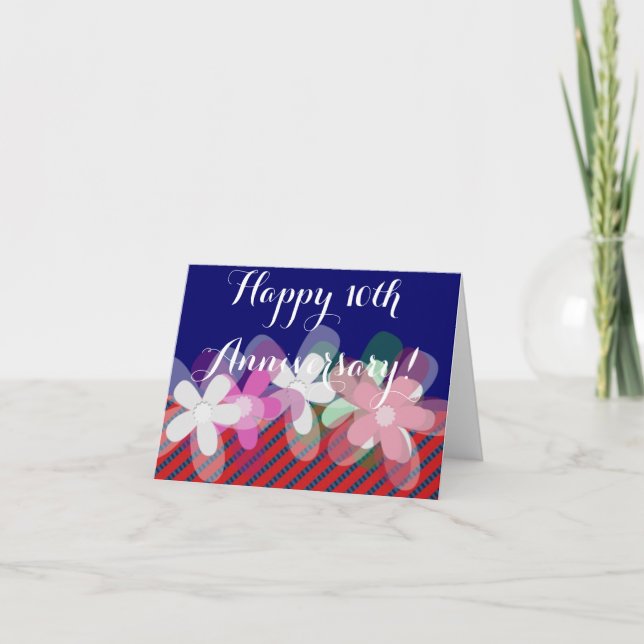 Carte fleurs d'anniversaire de mariage de 10 ans (Devant)