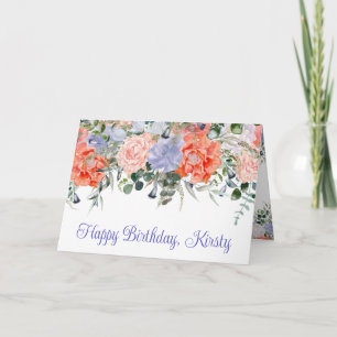 Carte Fleurs d'anniversaire d'été orange et violet à l'a