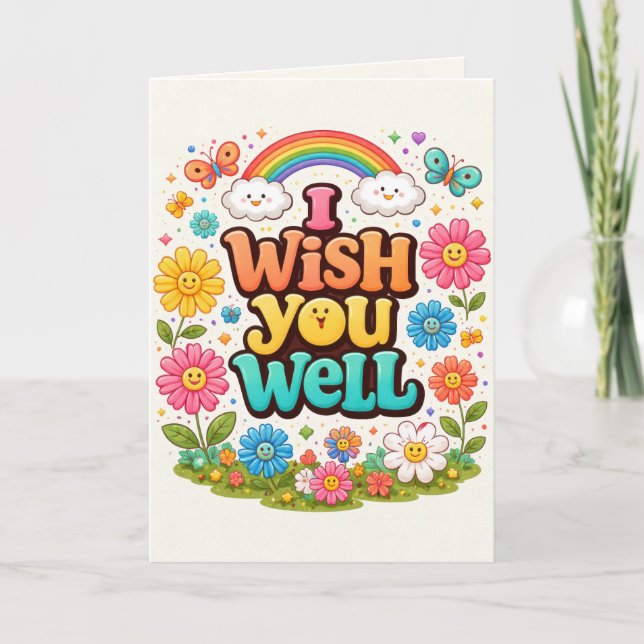 Carte Fleurs d'anniversaire et bonheur arc-en-ciel (Devant)