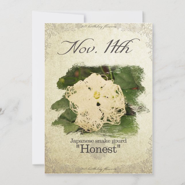 Carte Fleurs d'anniversaire le 11 novembre "Gourde de se (Devant)