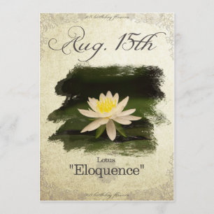 Carte Fleurs d'anniversaire le 15 août "Lotus"