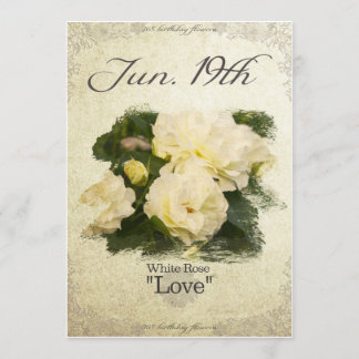 Carte Fleurs d'anniversaire le 19 juin "Rose blanche"