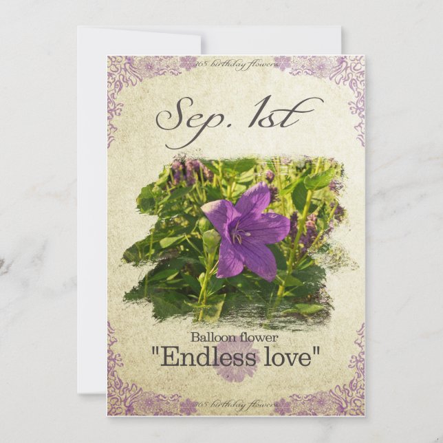 Carte Fleurs d'anniversaire le 1er septembre "Fleur de b (Devant)