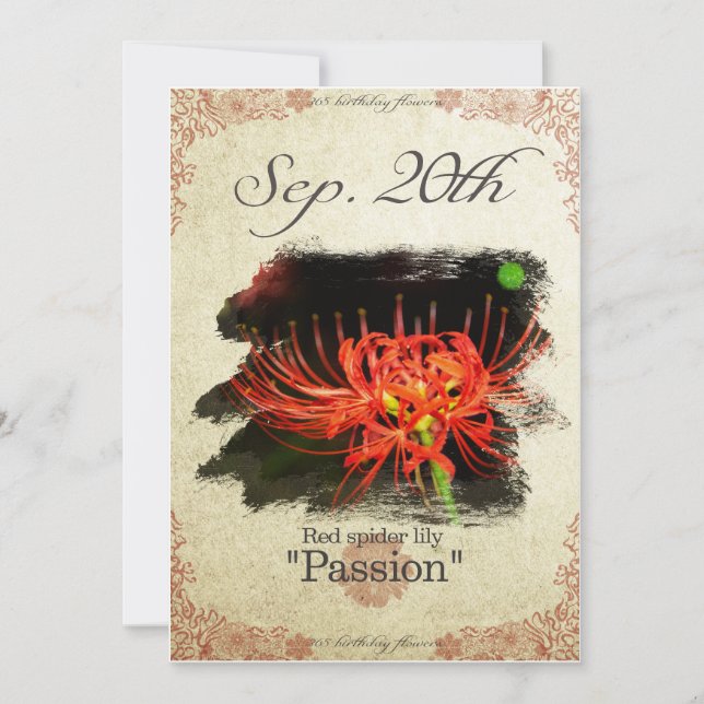 Carte Fleurs d'anniversaire le 20 septembre "Lys d'araig (Devant)