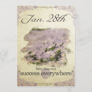 Carte Fleurs d'anniversaire le 28 janvier "Bébé yeux ble