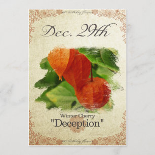 Carte Fleurs d'anniversaire le 29 décembre "Cherry d'hiv